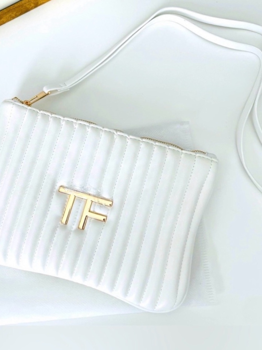 Tom Ford White Quilted Faux Leather Wristlet - GWP